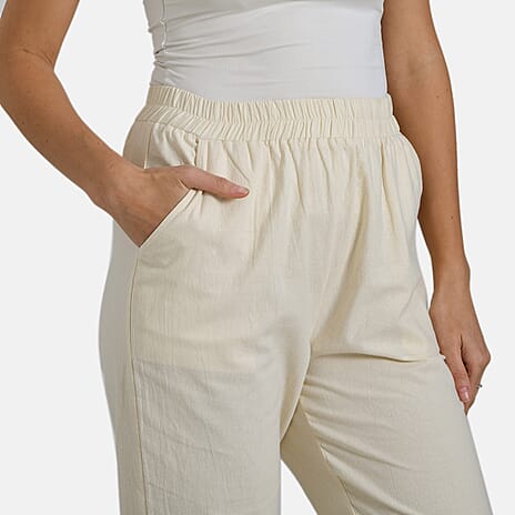 & Maisi Cotton Solid Jean and Pant-Trouser (Size 68x1 cm) - Beige & Beige