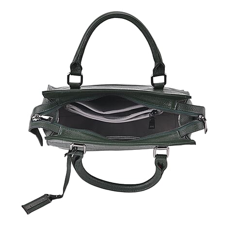 Closeout Deal Genuine Leather Croc-Embossed Crossbody Bag - Dark Green