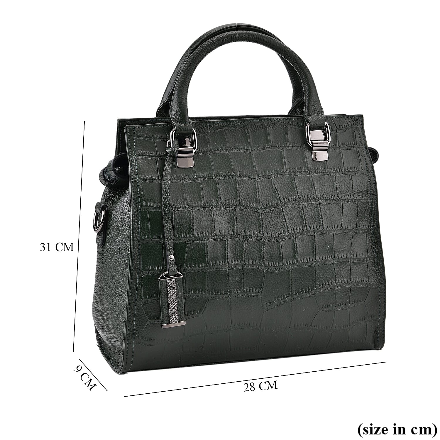 Closeout Deal Genuine Leather Croc-Embossed Crossbody Bag - Dark Green Closeout Deal Genuine Leather Croc-Embossed Crossbody Bag - Dark Green