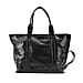 Closeout Deal Genuine Leather Tote Bag with Detachable Shoulder Strap - Black