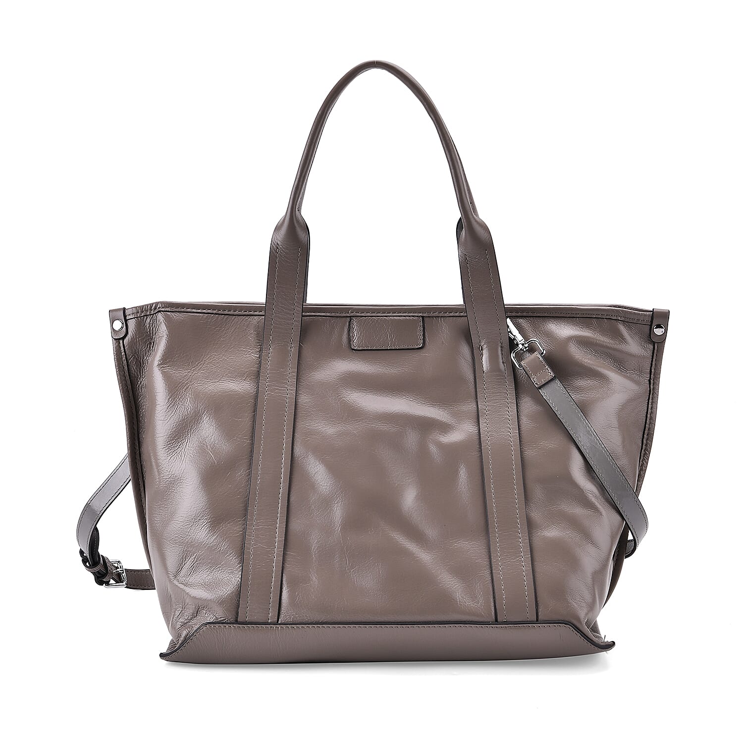 Closeout Deal Genuine Leather Tote Bag with Detachable Shoulder Strap - Grey