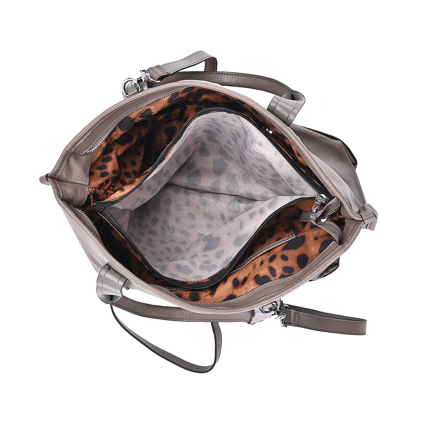 Closeout Deal Genuine Leather Tote Bag with Detachable Shoulder Strap - Grey