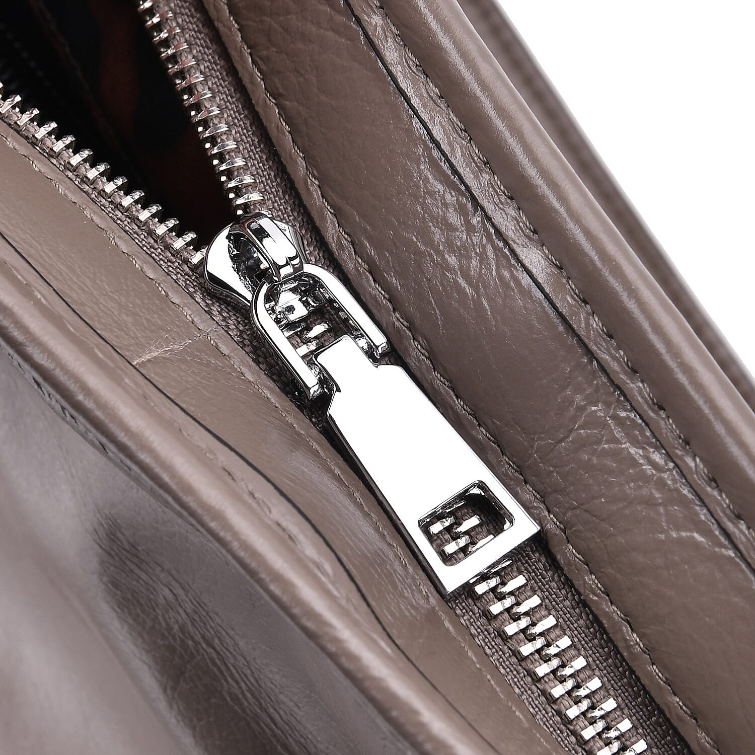 Closeout Deal Genuine Leather Tote Bag with Detachable Shoulder Strap - Grey