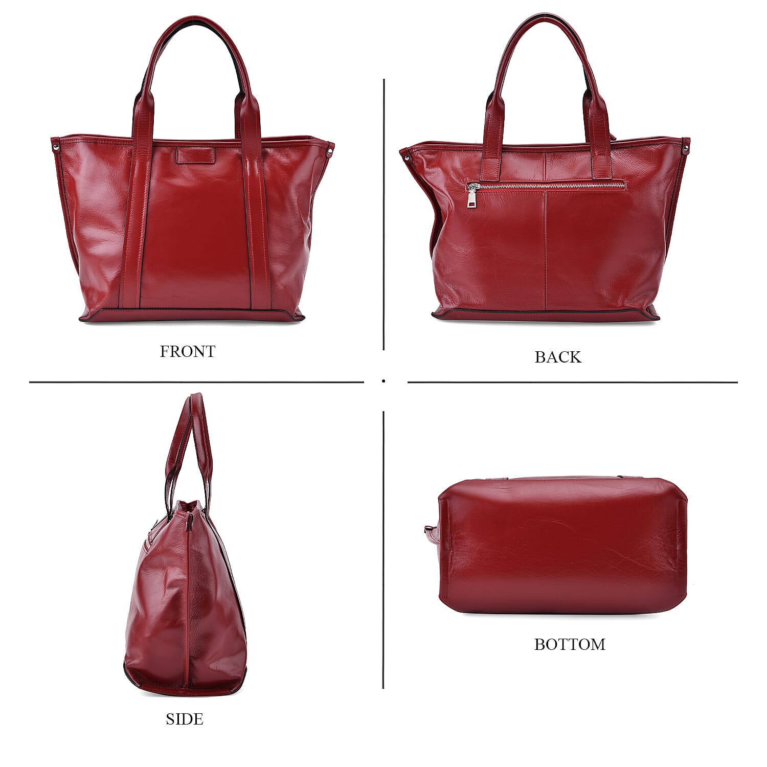 Closeout Deal Genuine Leather Tote Bag with Detachable Shoulder Strap - Red Closeout Deal Genuine Leather Tote Bag with Detachable Shoulder Strap - Red