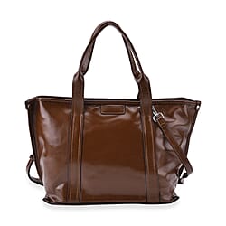 Closeout Deal Genuine Leather Tote Bag with Detachable Shoulder Strap - Red