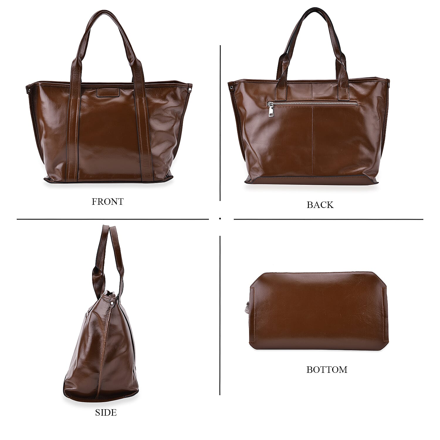 Closeout Deal Genuine Leather Tote Bag with Detachable Shoulder Strap - Coffee Closeout Deal Genuine Leather Tote Bag with Detachable Shoulder Strap - Coffee