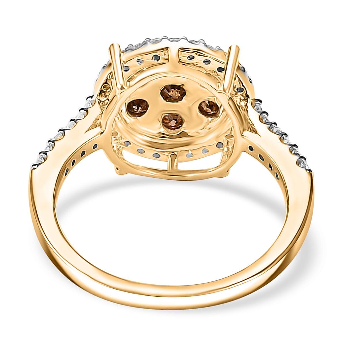 9K Yellow Gold SGL Certified Natural Champagne Diamond & White Diamond Ring 1.00 Ct. 9K Yellow Gold SGL Certified Natural Champagne Diamond & White Diamond Ring 1.00 Ct.