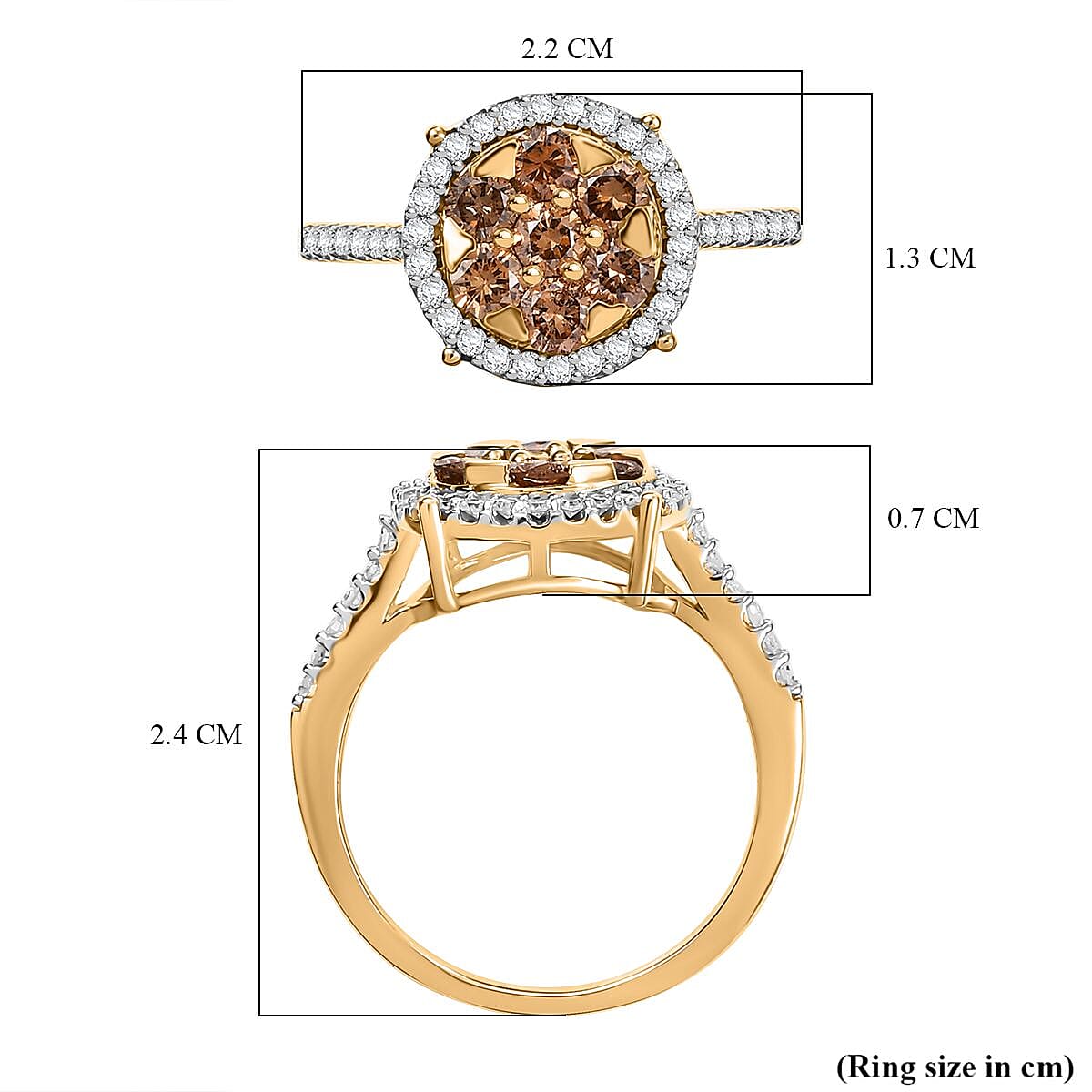 9K Yellow Gold SGL Certified Natural Champagne Diamond & White Diamond Ring 1.00 Ct. 9K Yellow Gold SGL Certified Natural Champagne Diamond & White Diamond Ring 1.00 Ct.