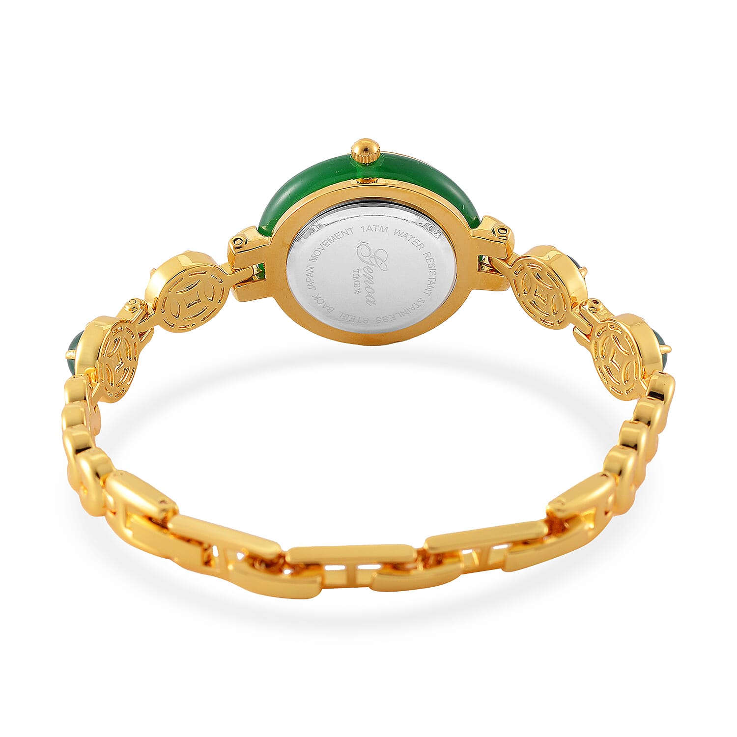 ONE TIME DEAL  - GENOA TIME V2 Japanese Movt. Green Jade, Resin & Austrian White Crystal Bracelet Watch