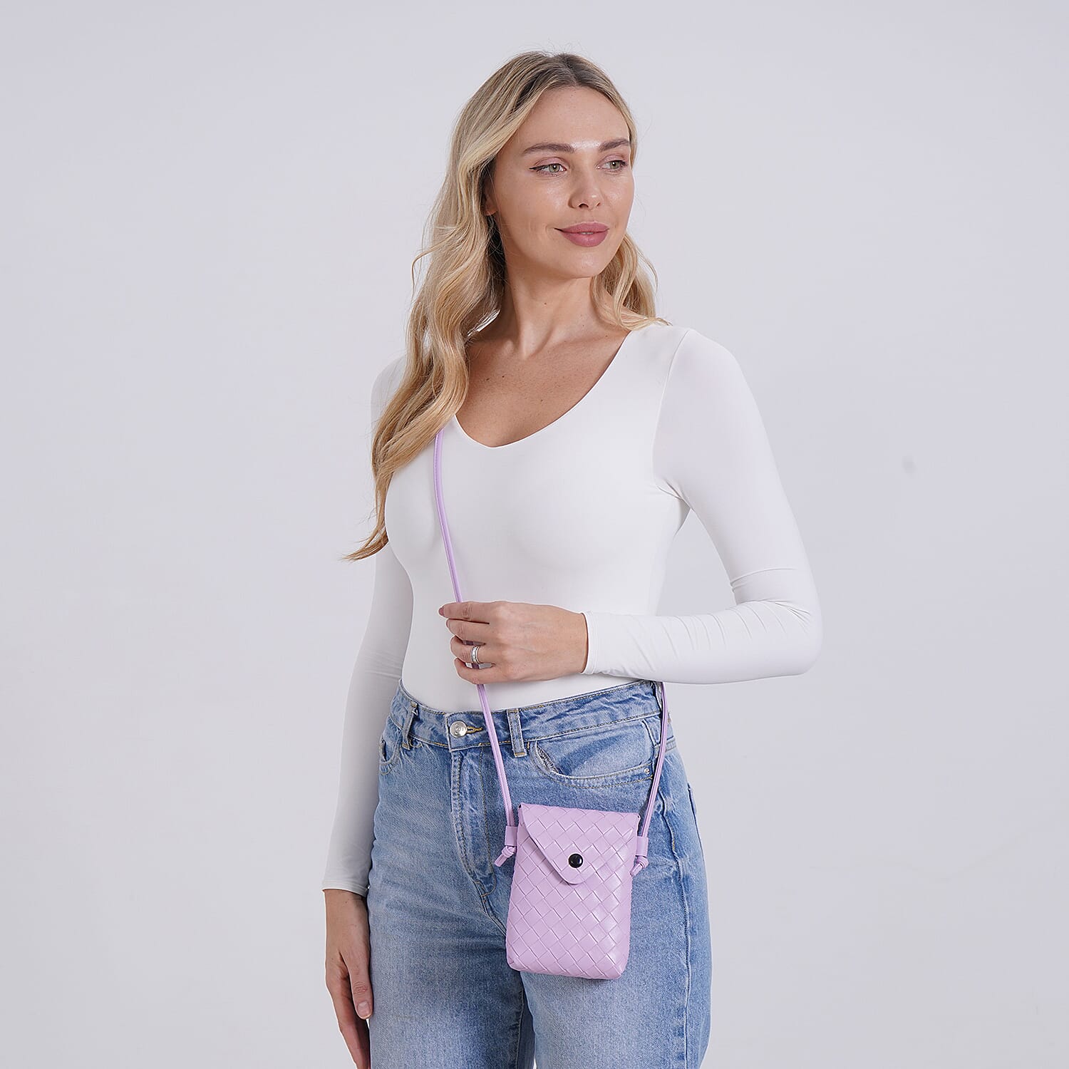 Woven Crossbody Bag - Purple