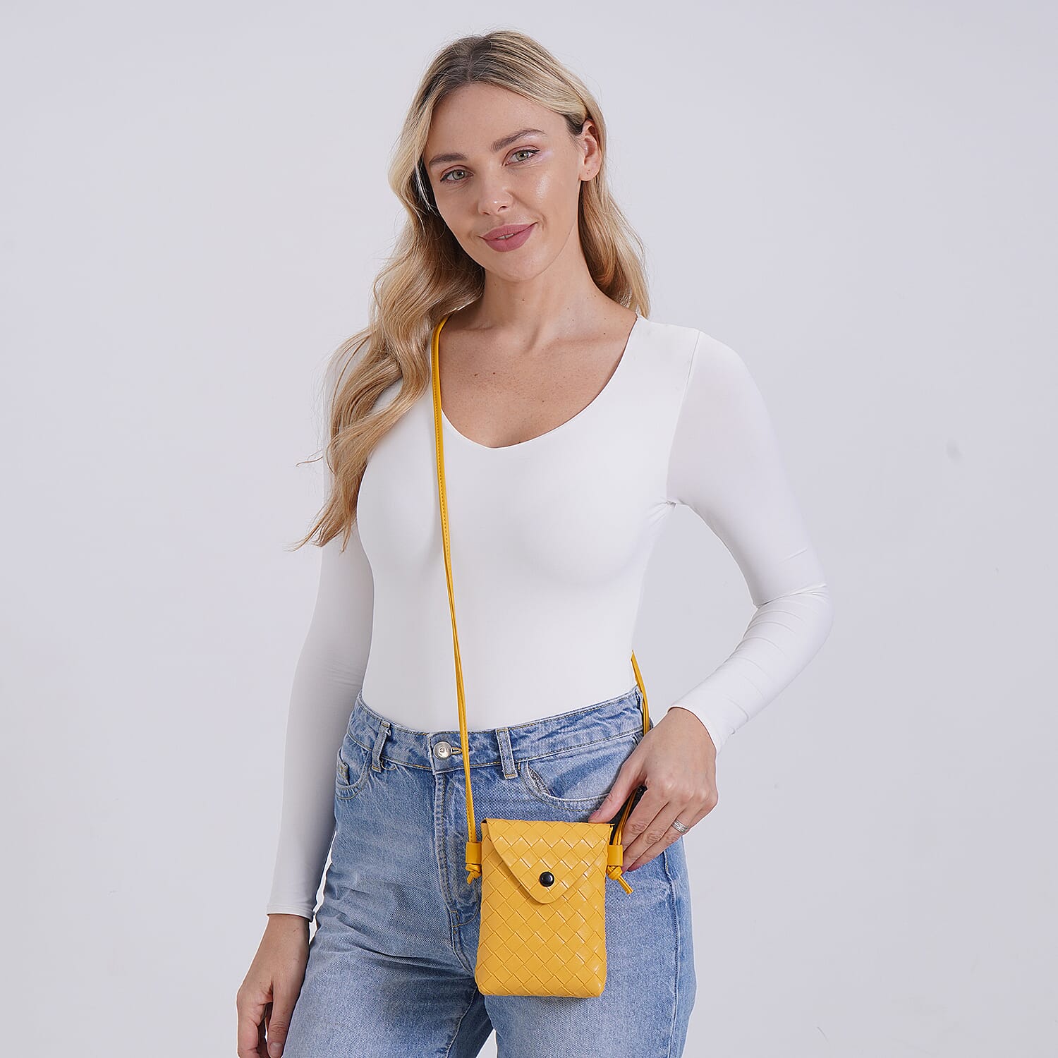 Woven Crossbody Bag - Yellow Woven Crossbody Bag - Yellow