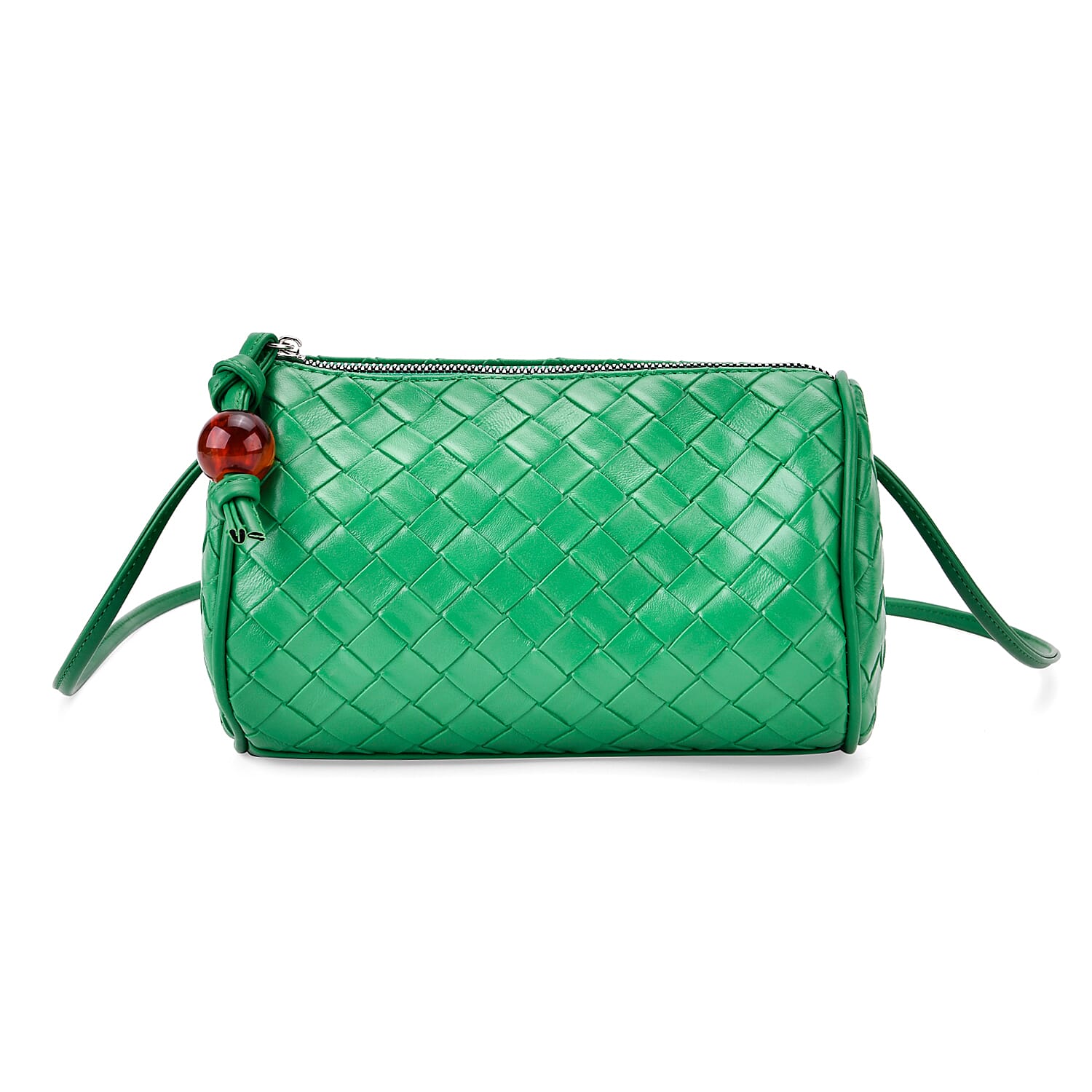 Fully Lined Woven Pattern Crossbody Bag - Green