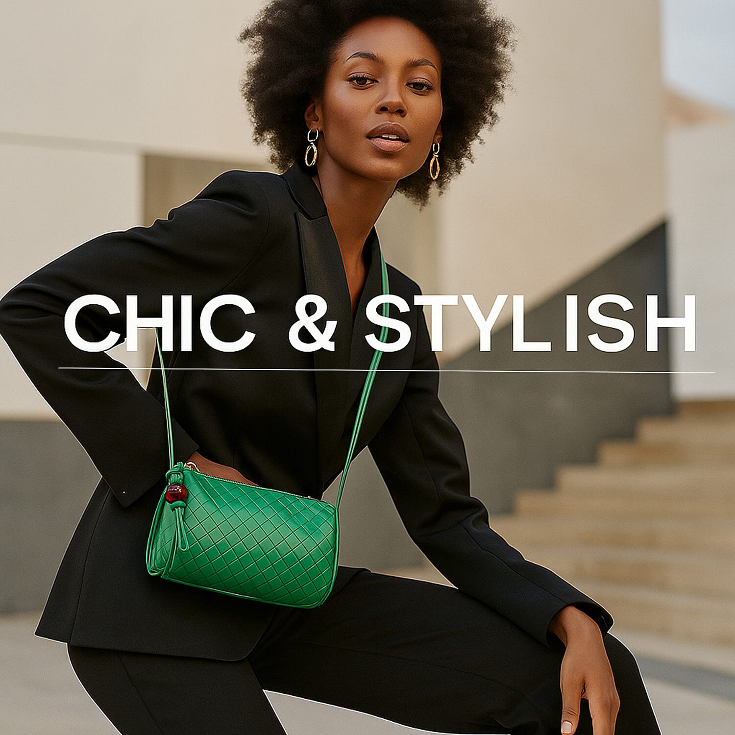 Fully Lined Woven Pattern Crossbody Bag - Green