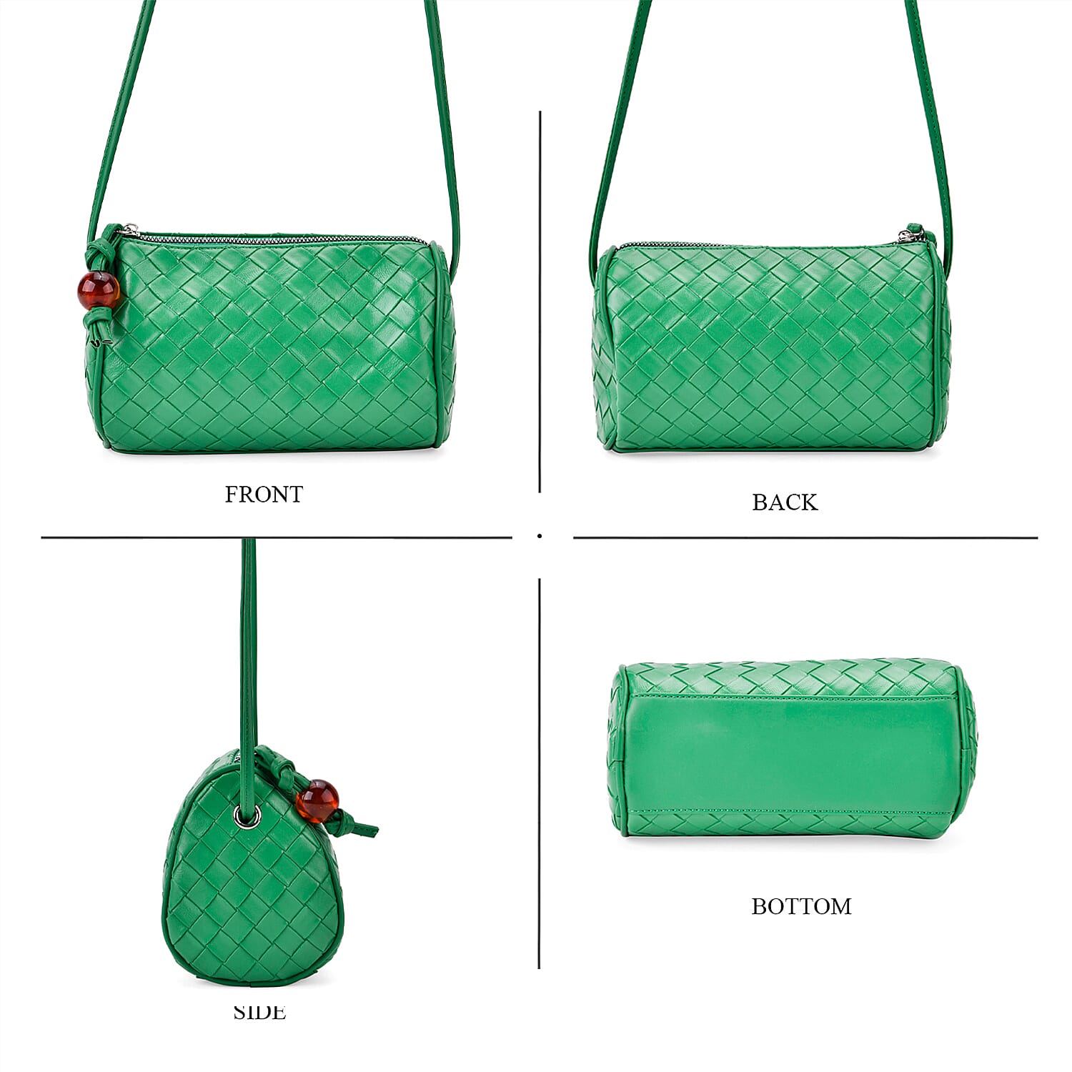 Fully Lined Woven Pattern Crossbody Bag - Green