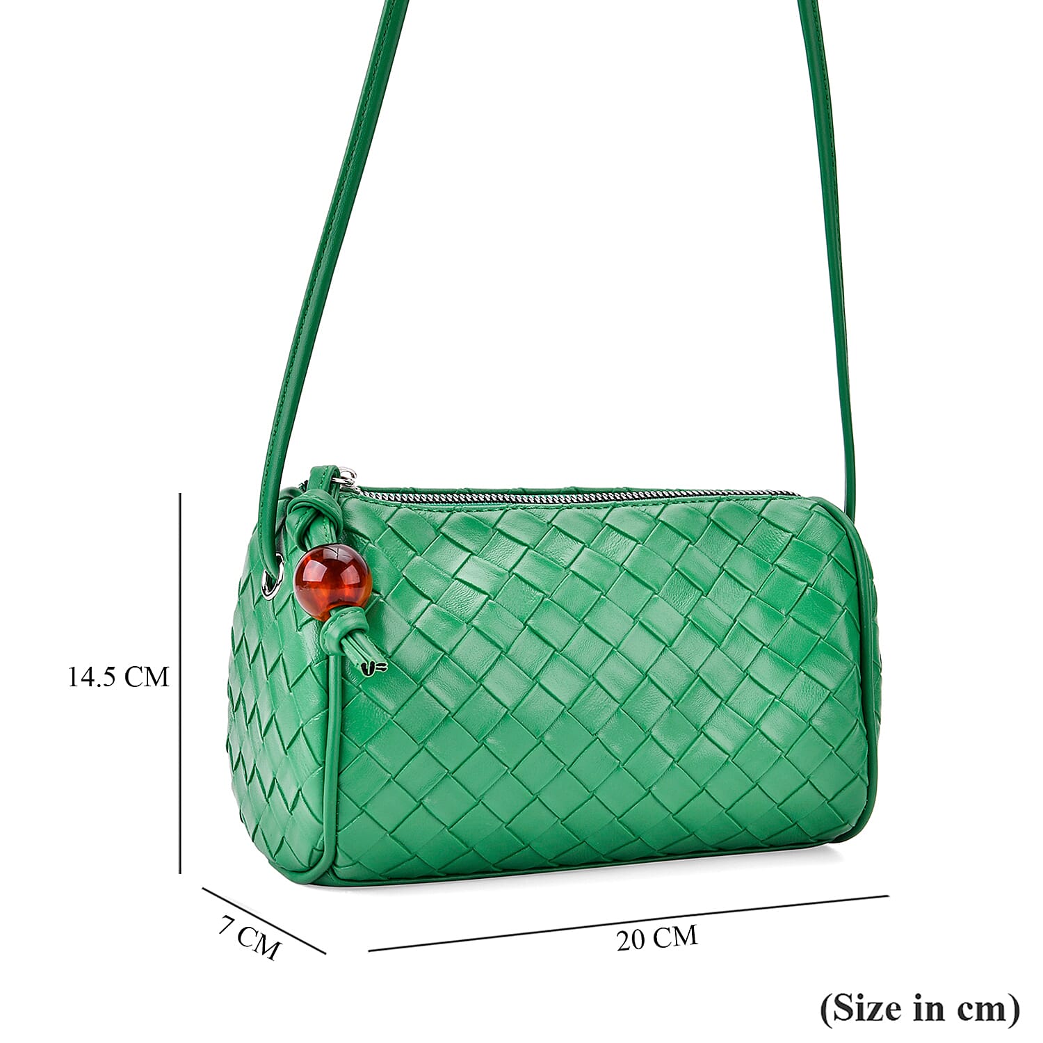 Fully Lined Woven Pattern Crossbody Bag - Green