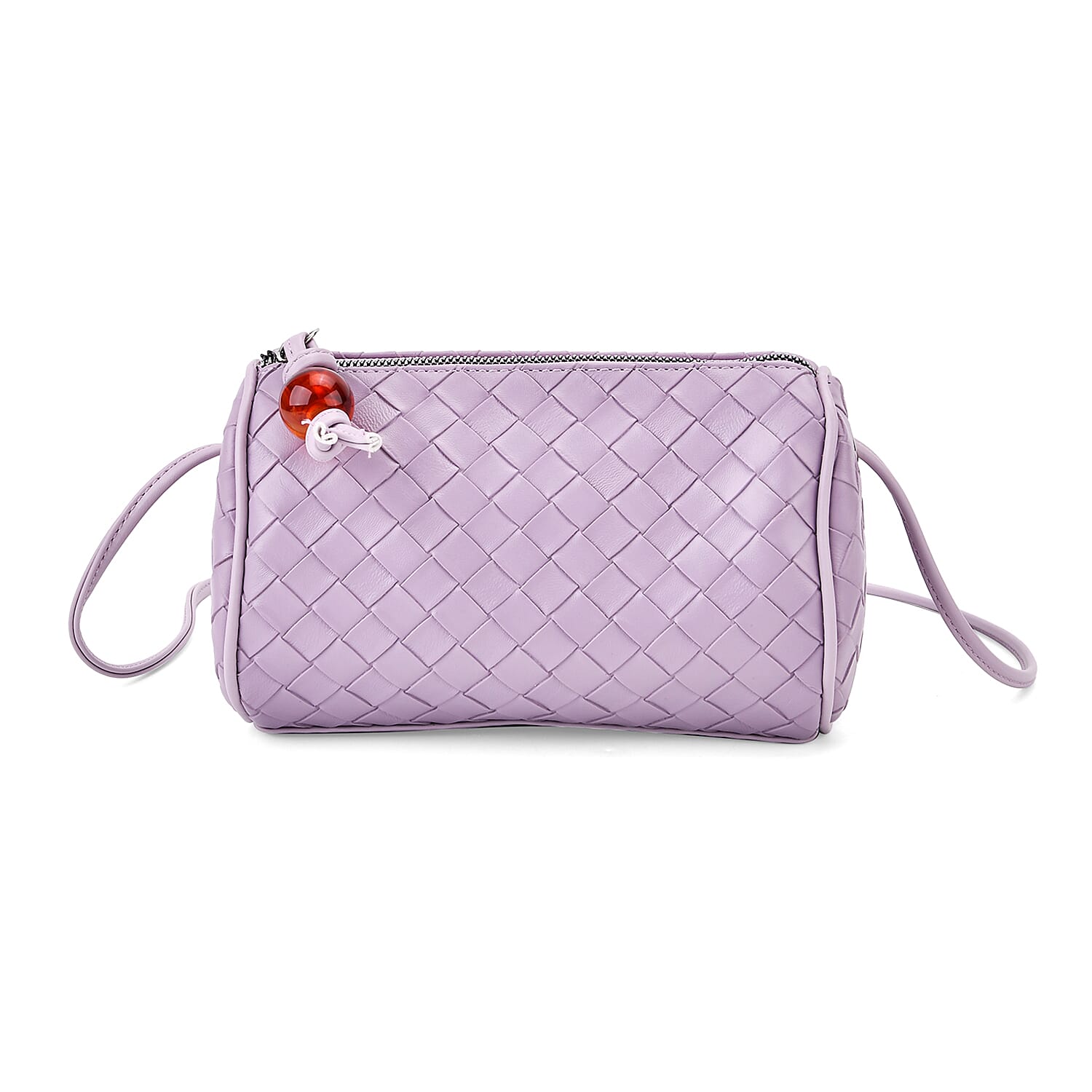 Fully Lined Woven Pattern Crossbody Bag - Purple