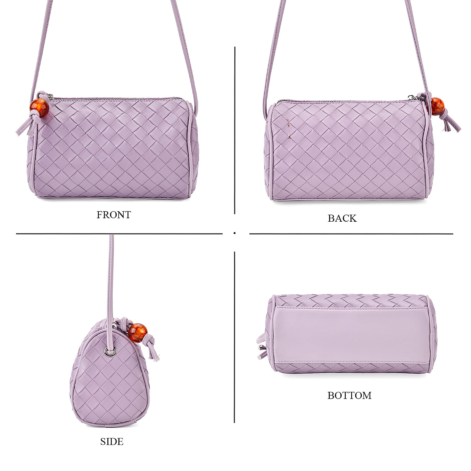 Fully Lined Woven Pattern Crossbody Bag - Purple