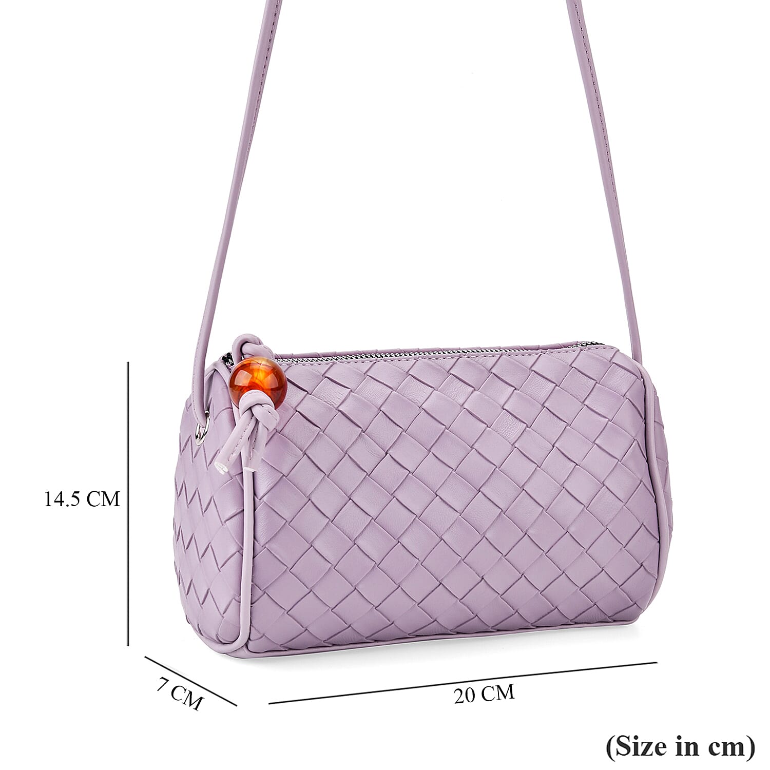 Fully Lined Woven Pattern Crossbody Bag - Purple