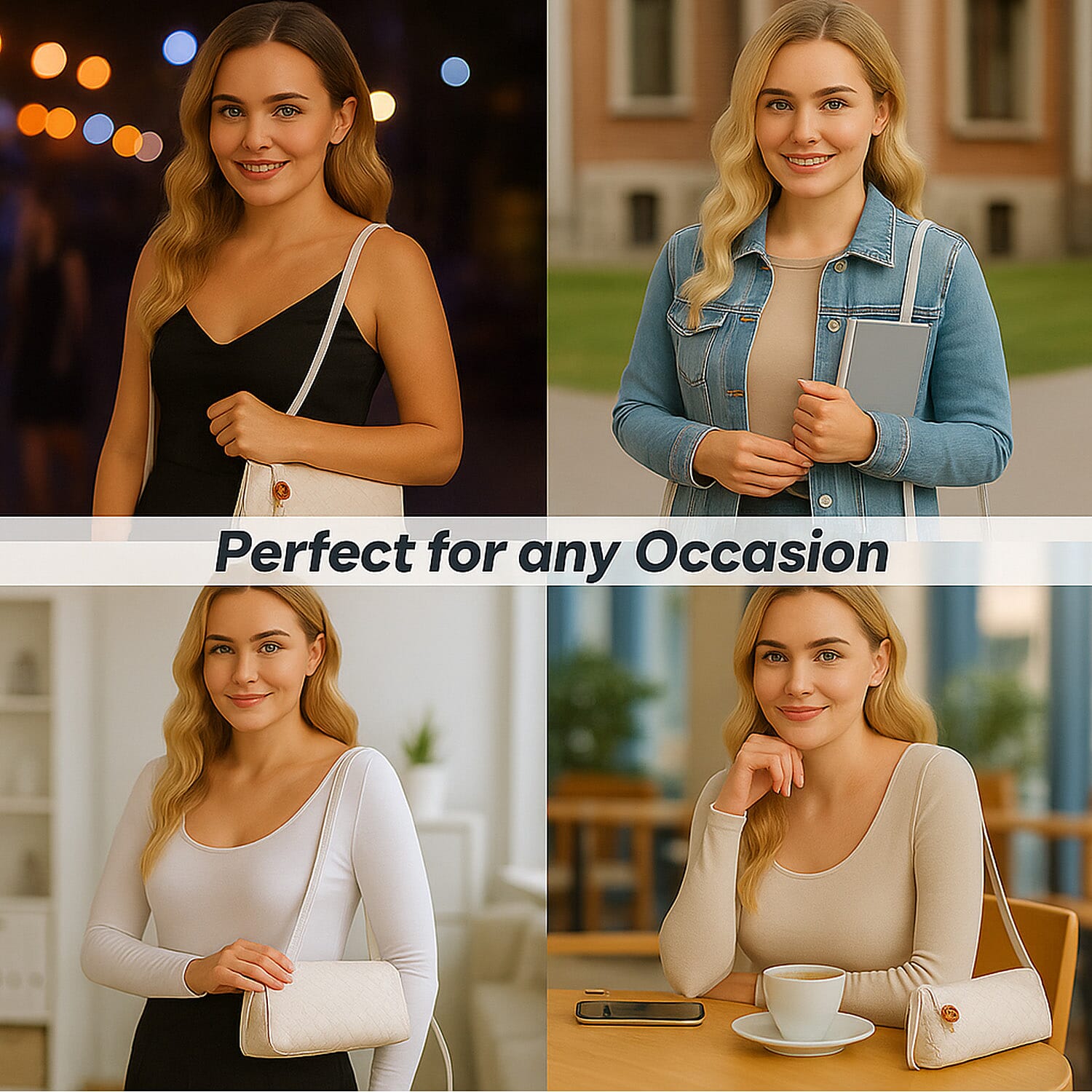 Fully Lined Woven Crossbody Bag - Cream