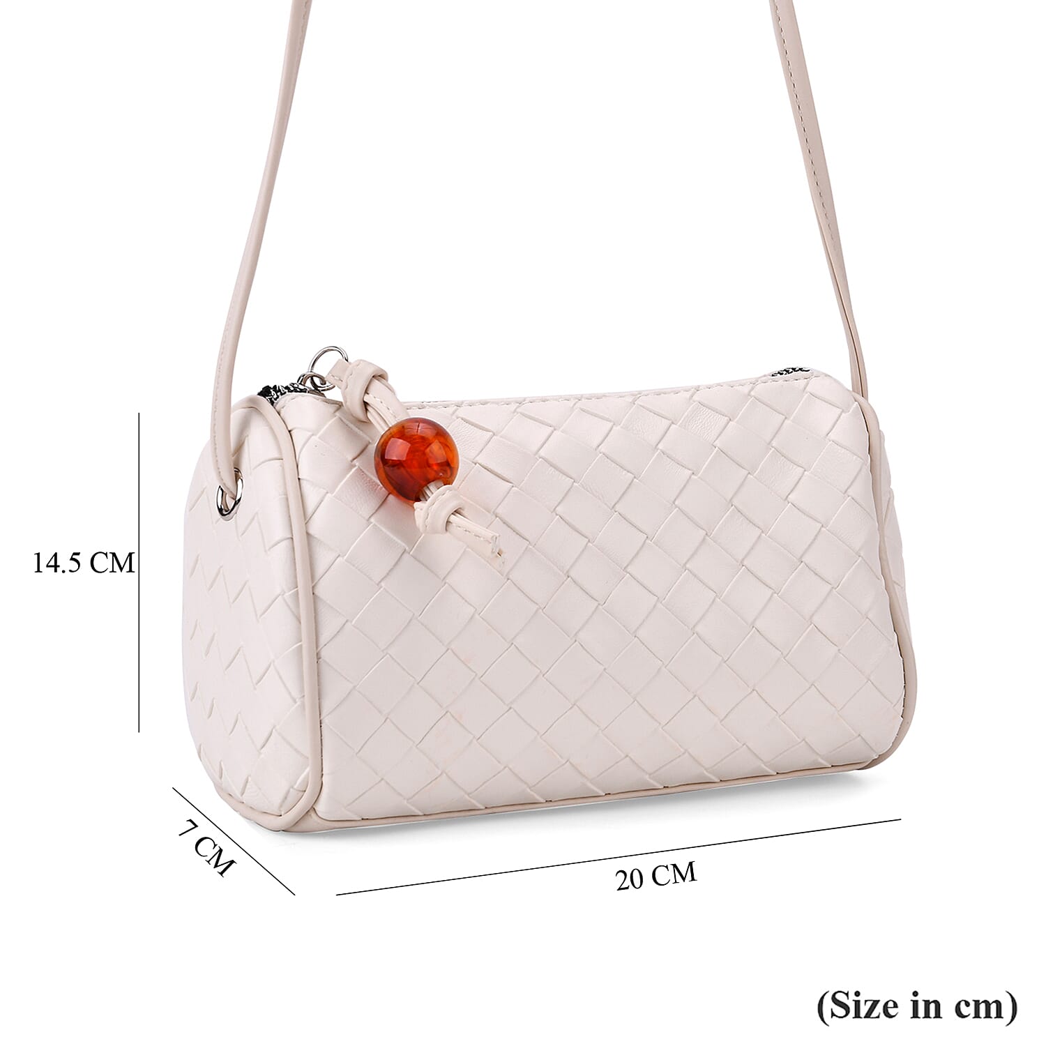 Fully Lined Woven Crossbody Bag - Cream