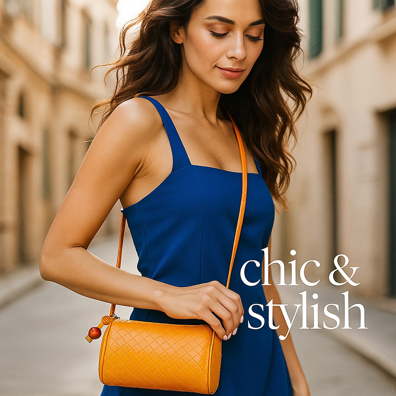 Fully Lined Woven Pattern Crossbody Bag - Yellow