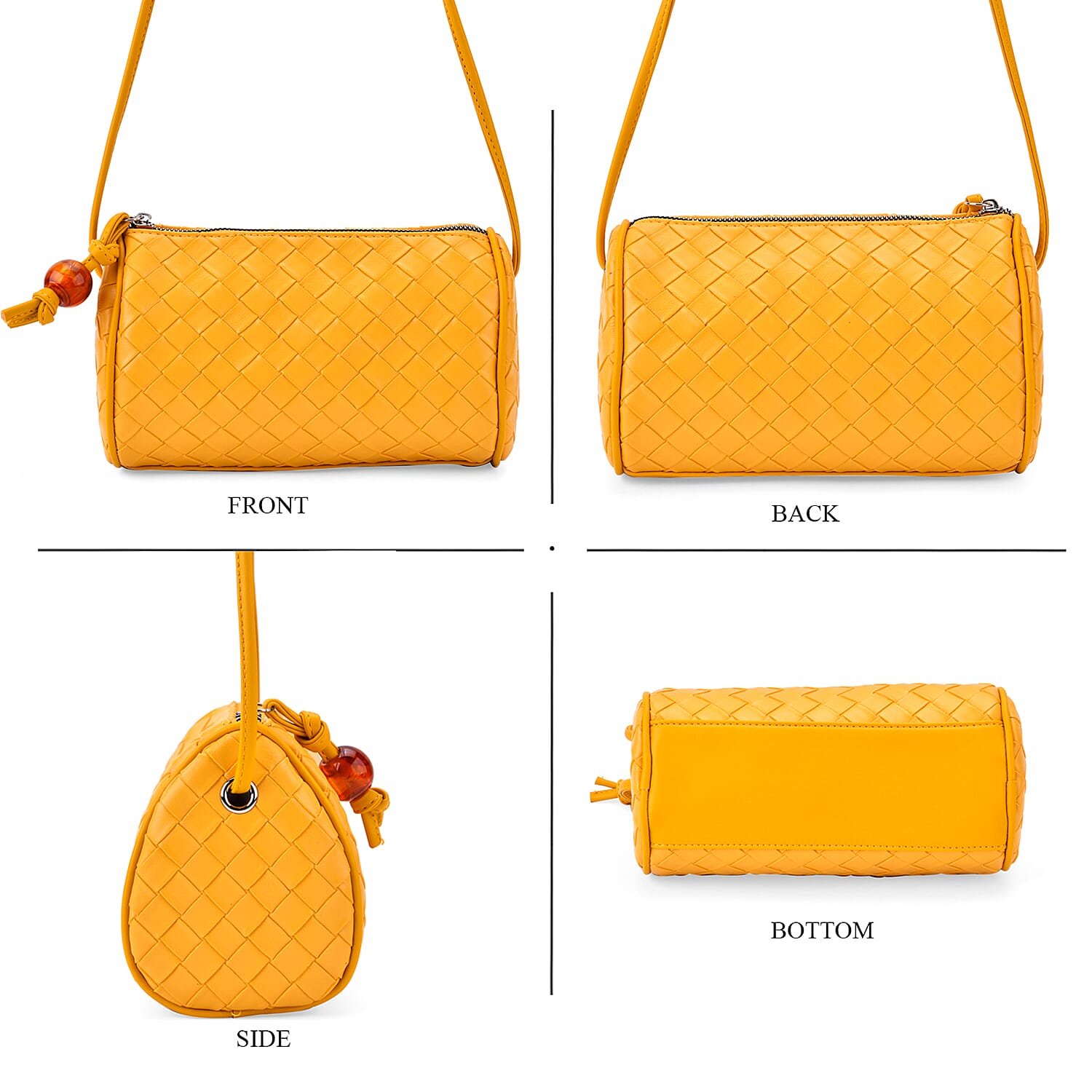 Fully Lined Woven Pattern Crossbody Bag - Yellow