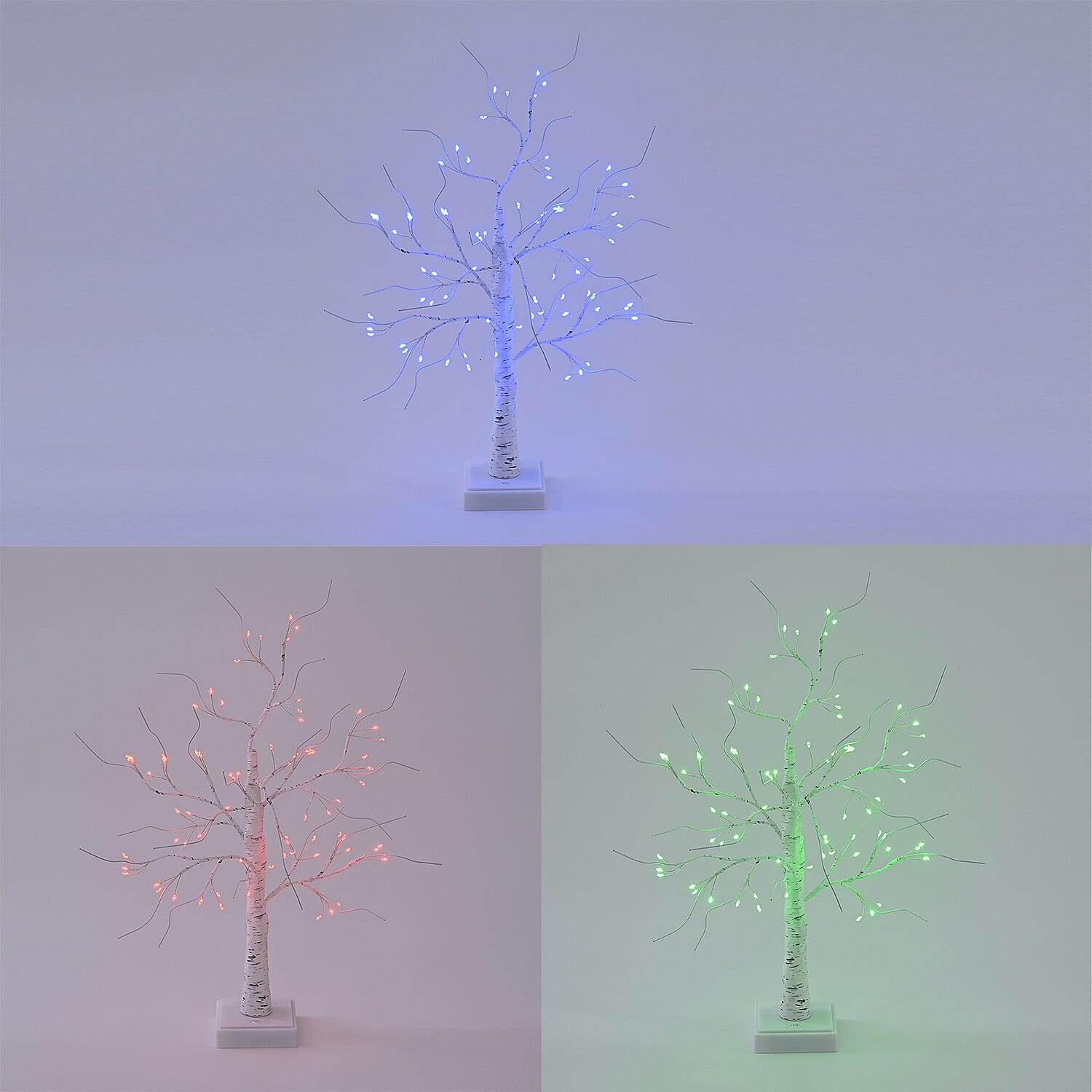 Remote Controlled RGB Color Changing LED Light Tree Lamp (60cm) with USB & Battery (3xAA not incl.) - White