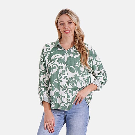 Styled By Shirt (Size - S-M) - White Green - White