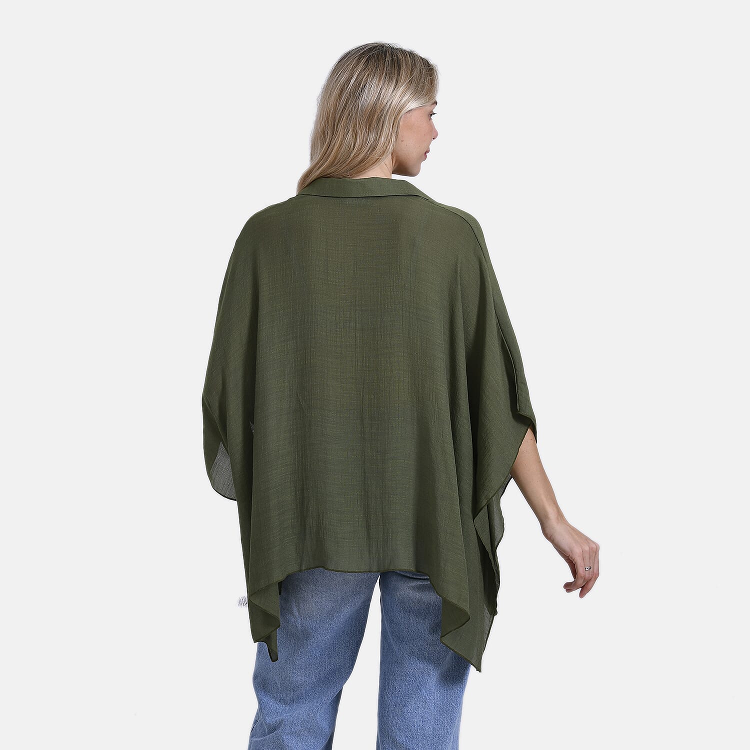 La Marey Oversized Longline Shirt with Short Sleeves (One Size) - Green