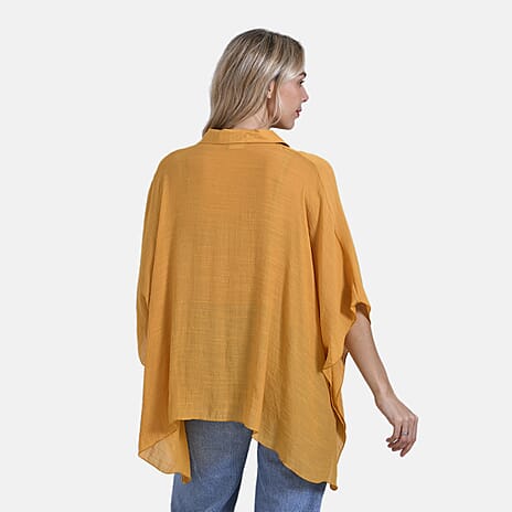 La Marey Oversized Longline Shirt with Short Sleeves (One Size) - Yellow