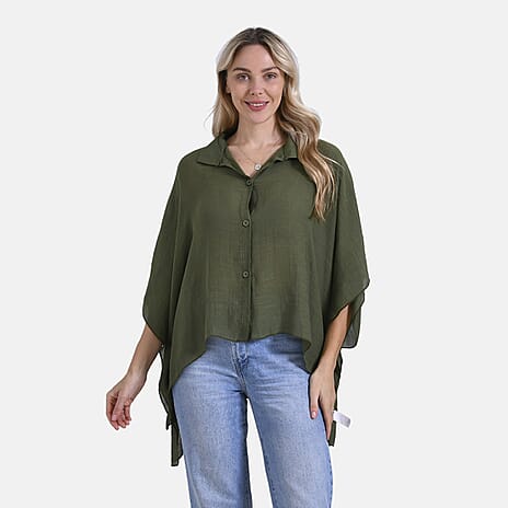 - Maisi Batwing Longline Shirt (One Size) - Green
