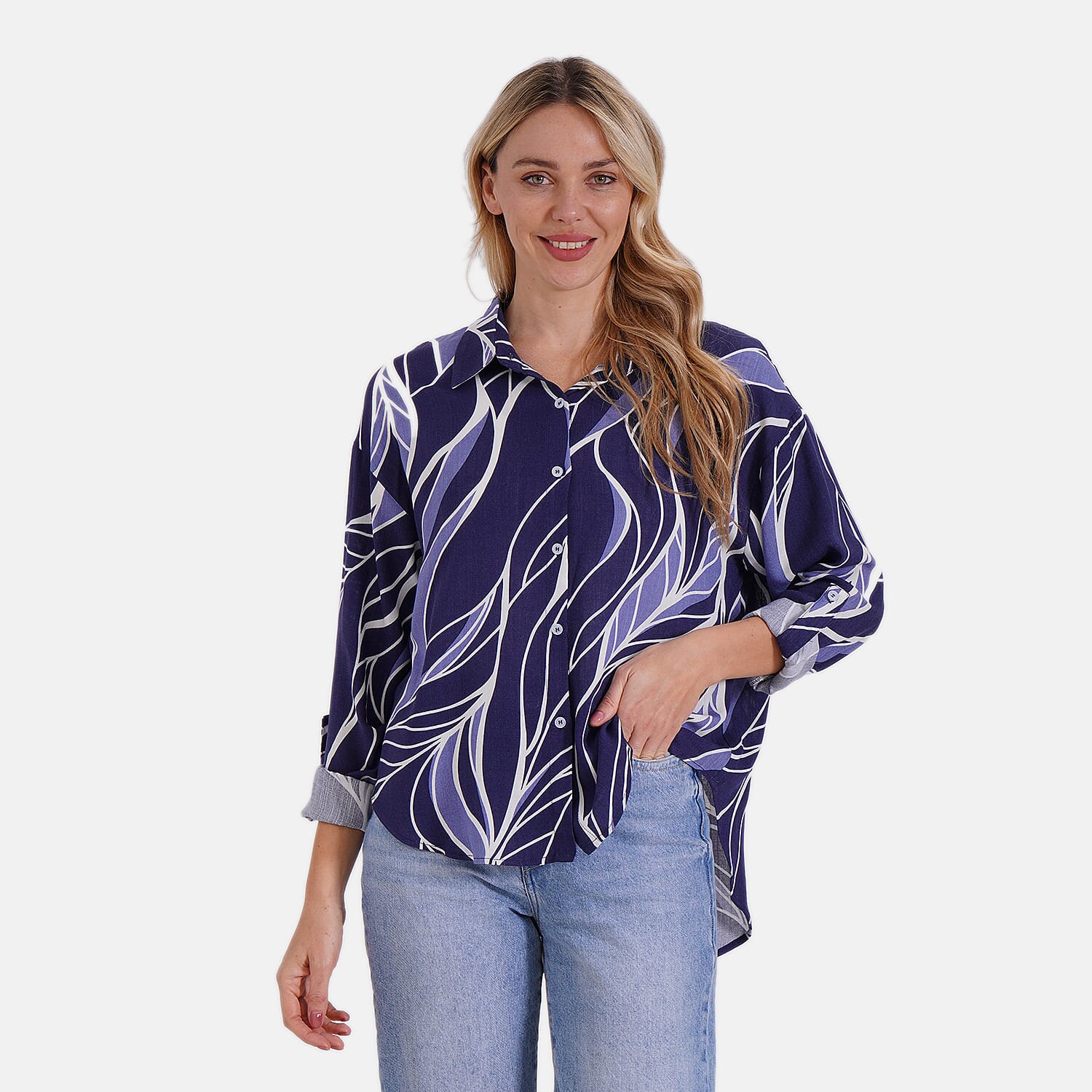 Tamsy Printed Long Sleeve Button-Down Shirt Tamsy Printed Long Sleeve Button-Down Shirt