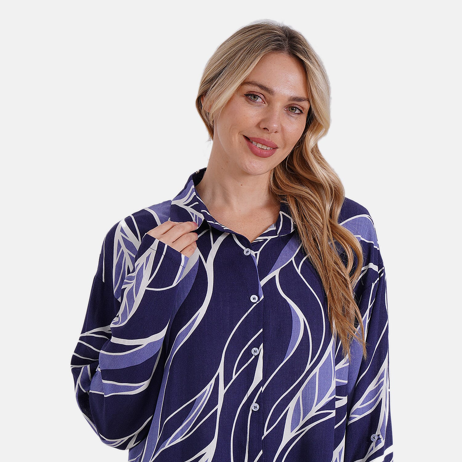 Tamsy Printed Long Sleeve Button-Down Shirt Tamsy Printed Long Sleeve Button-Down Shirt