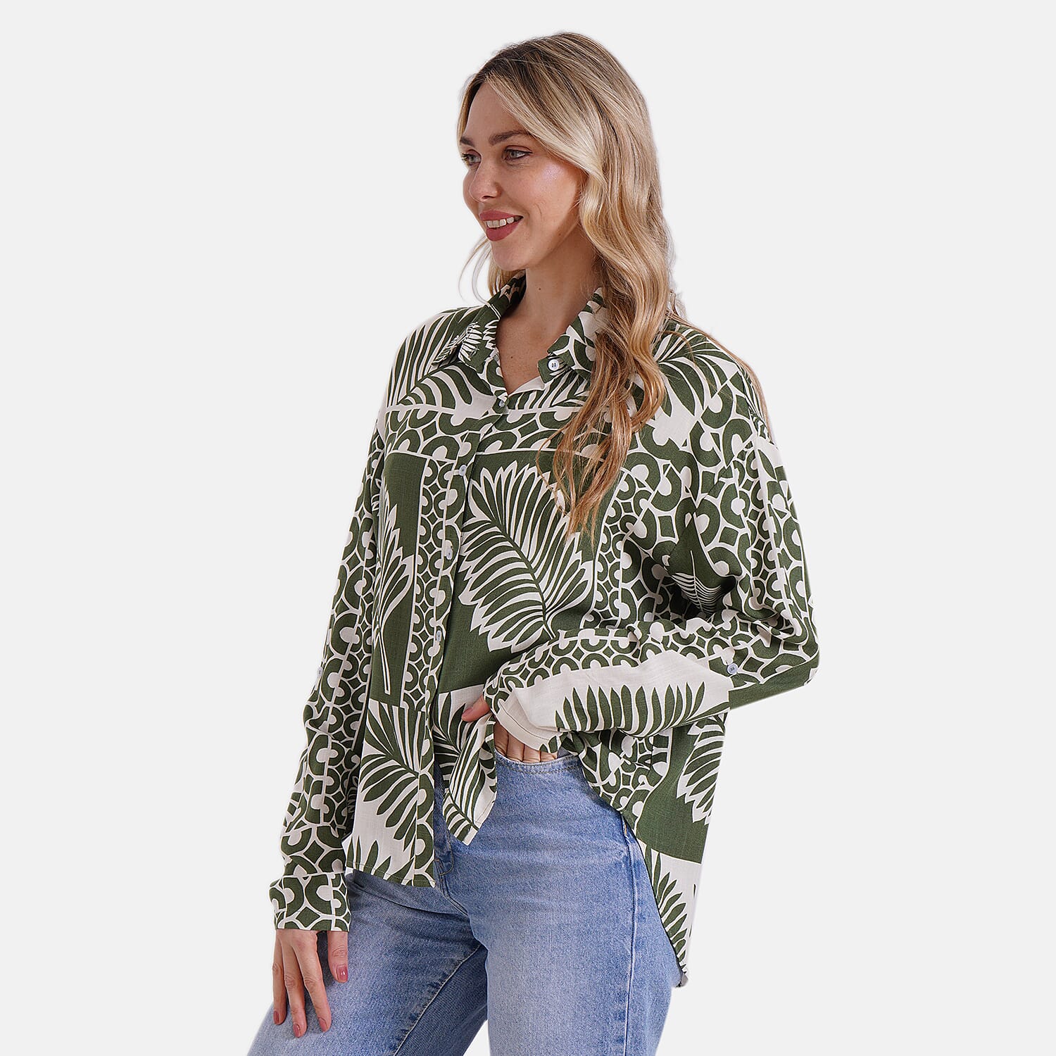Tamsy Printed Long Sleeve Button-Down Shirt