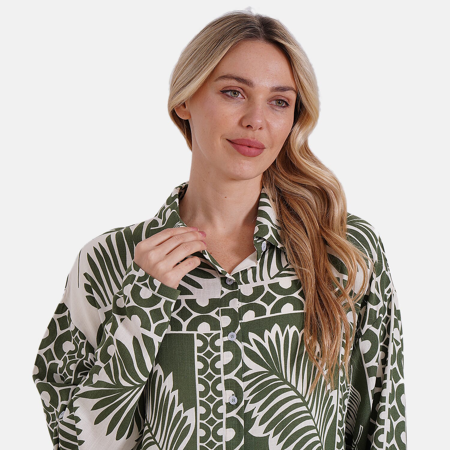 Tamsy Printed Long Sleeve Button-Down Shirt