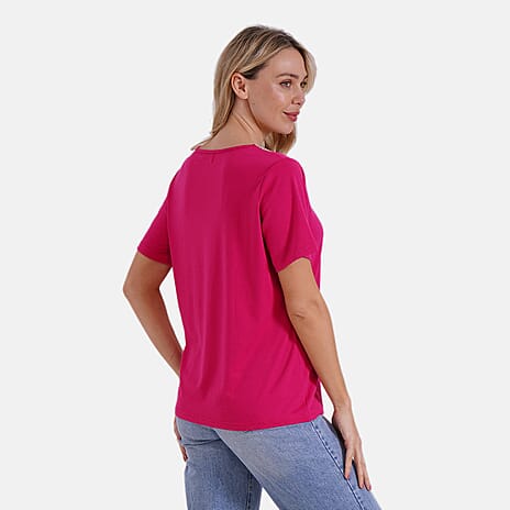 - Maisi Elegant V-Neck Lace Blouse (Size S) - Pink