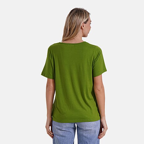 - Maisi Elegant V-Neck Lace Blouse (Size M) - Green