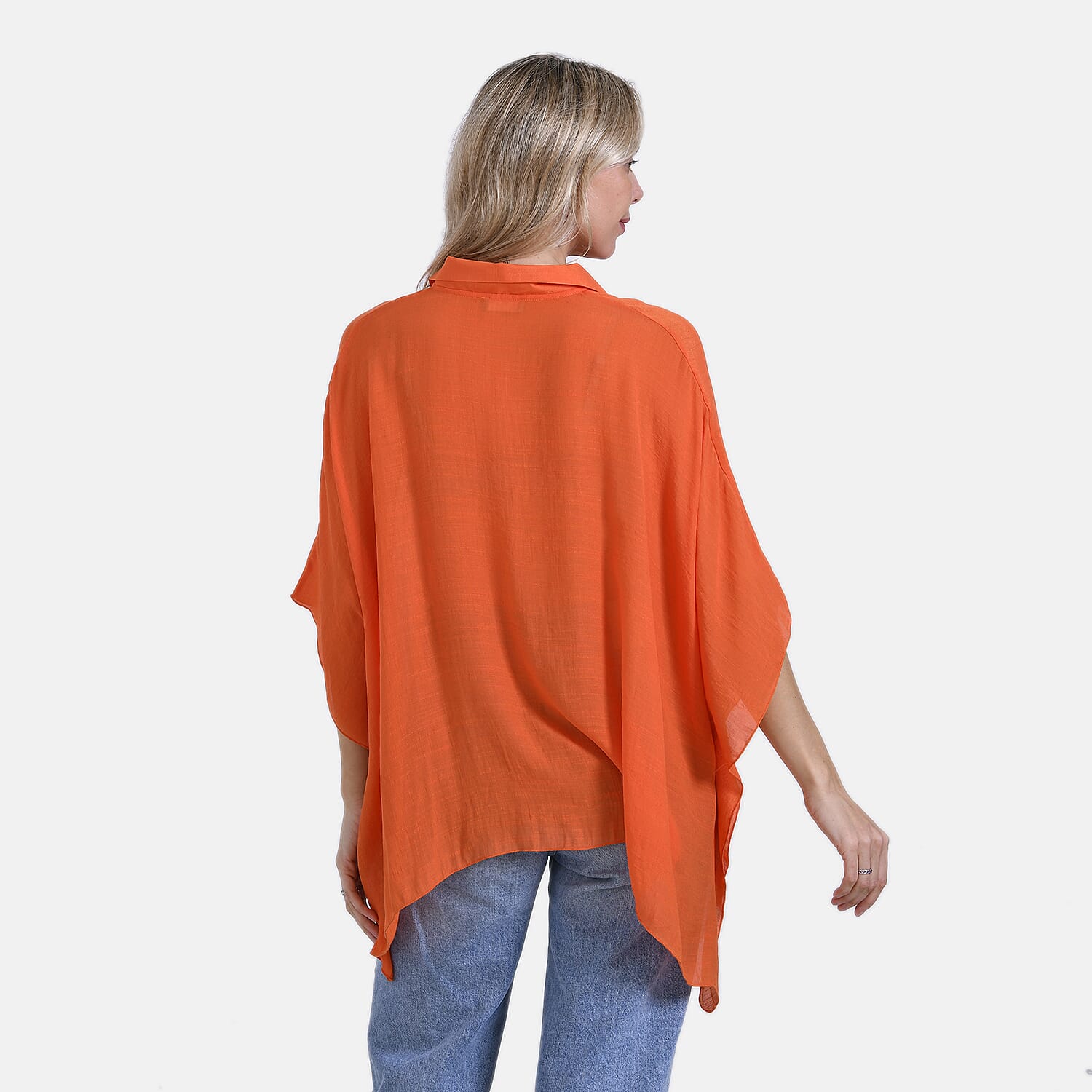 La Marey Oversized Longline Shirt with Short Sleeves (One Size) - Orange