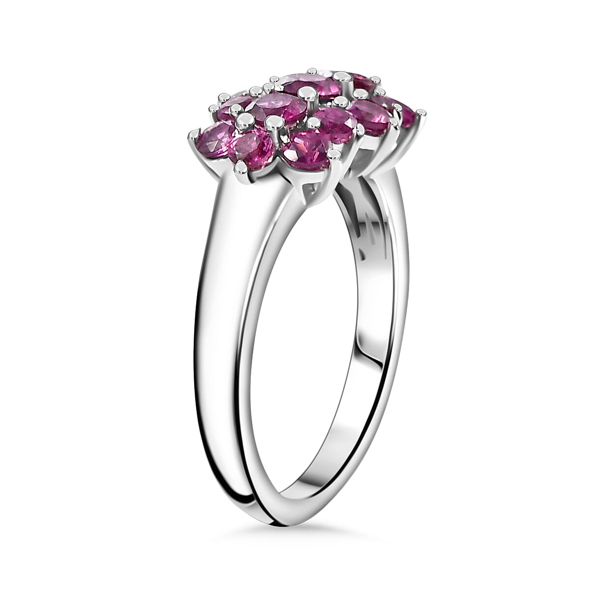Orissa Natural Rhodolite Garnet Ring in Rhodium Overlay Sterling Silver 1.48 Ct.