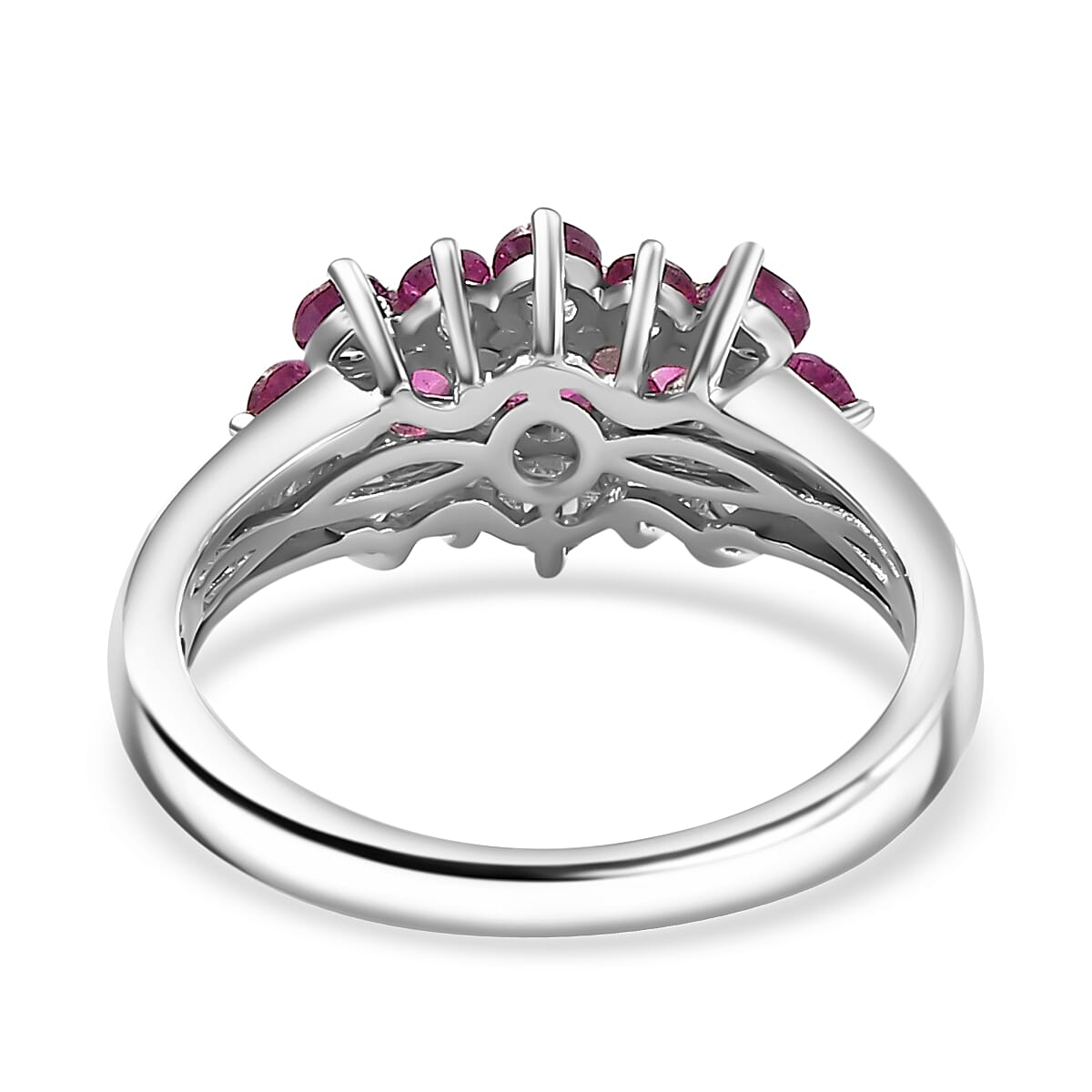 Orissa Natural Rhodolite Garnet Ring in Rhodium Overlay Sterling Silver 1.48 Ct.