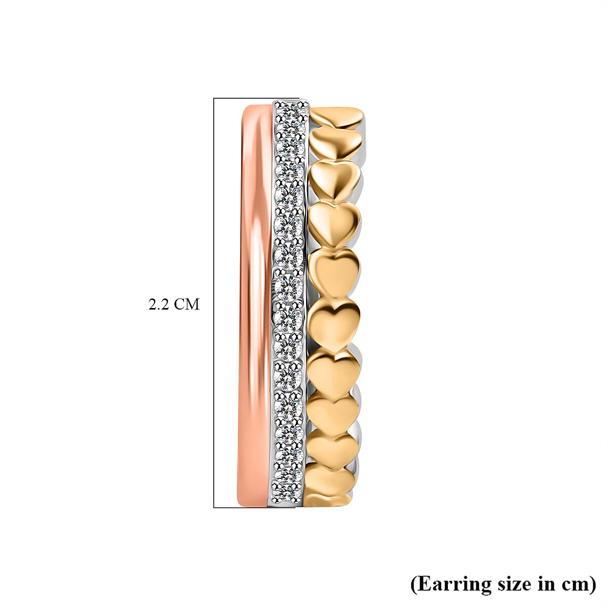GP Lab Grown Diamond (SI-G-H) & Blue Sapphire Hoop Earrings in Rhodium Overlay & 18K Vermeil Yellow & Rose Gold Plated Sterling Silver 0.52 Ct, Silver Wt. 8.20 Gms.