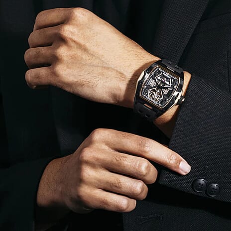 Gresham GI Special Edition Automatic Movt. 5ATM WR Skeleton Dial Mens Watch - Black - Rose