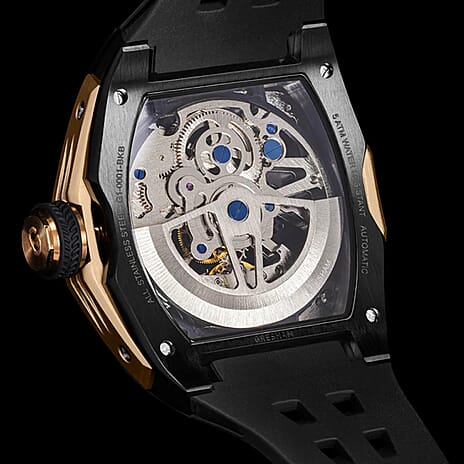 Gresham GI Special Edition Automatic Movt. 5ATM WR Skeleton Dial Mens Watch - Black - Rose