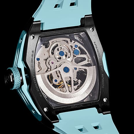 Gresham GI Special Edition Automatic Movt. 5ATM WR Skeleton Dial Mens Watch - Black - Blue