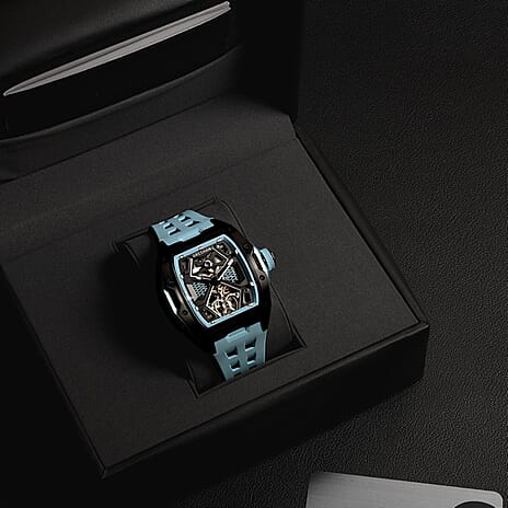 Gresham GI Special Edition Automatic Movt. 5ATM WR Skeleton Dial Mens Watch - Black - Blue