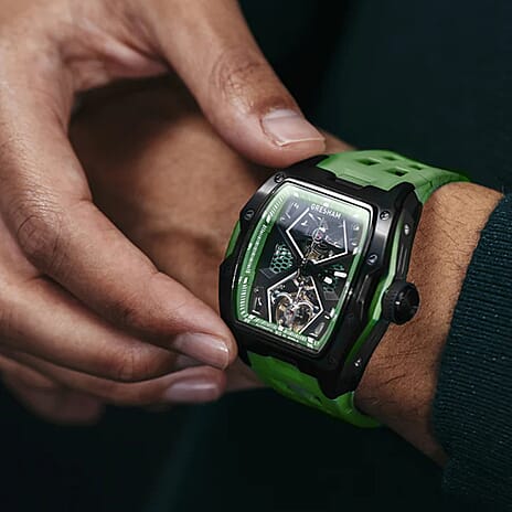 Gresham GI Special Edition Automatic Movt. 5ATM WR Skeleton Dial Mens Watch - Black - Green