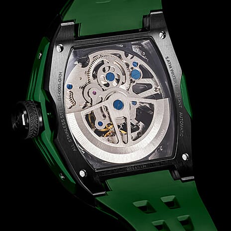 Gresham GI Special Edition Automatic Movt. 5ATM WR Skeleton Dial Mens Watch - Black - Green