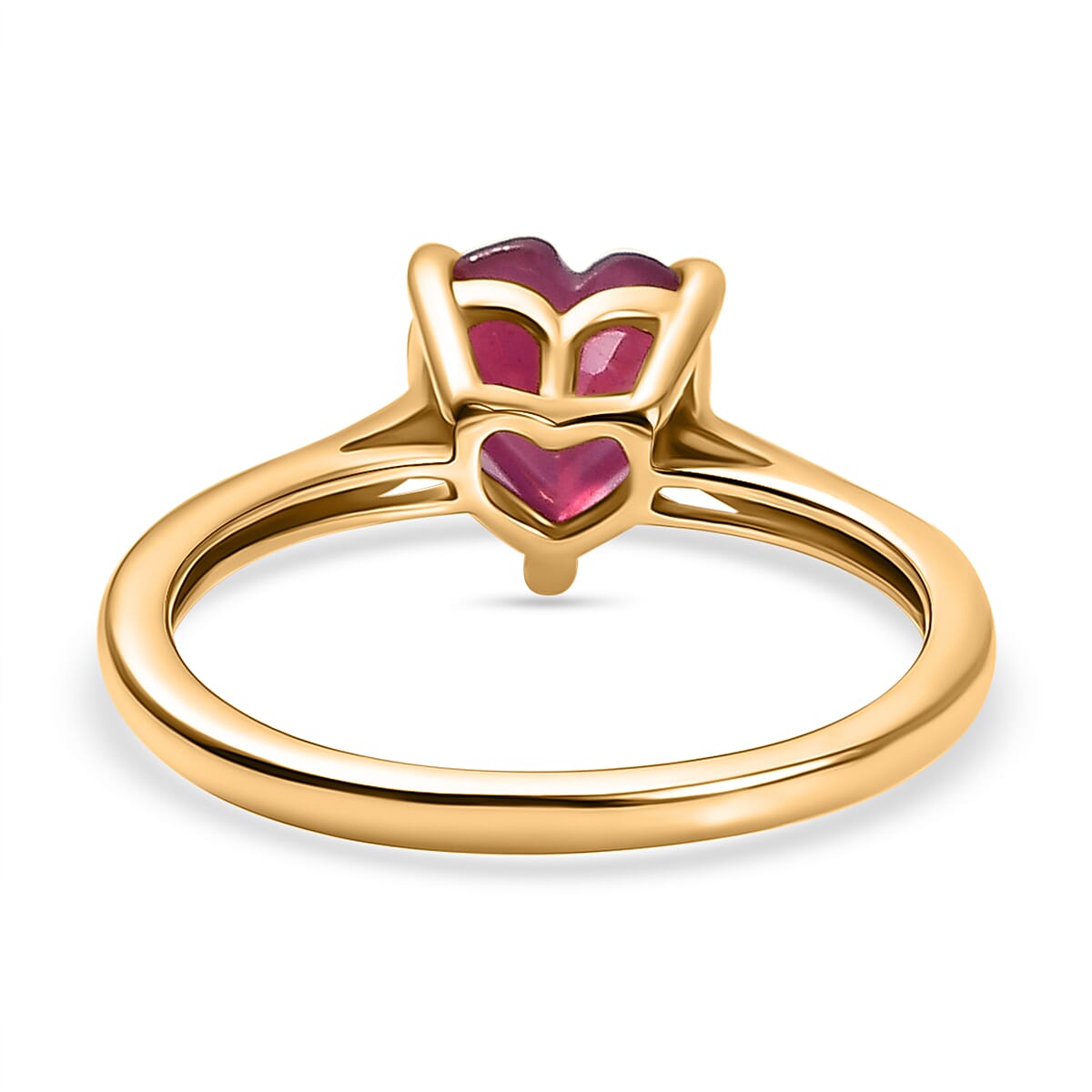 Valentines Special THE HEART OF AFRICA - Ruby Heart Ring in 18K YG Vermeil Sterling Silver 2.00 Ct Valentines Special THE HEART OF AFRICA - Ruby Heart Ring in 18K YG Vermeil Sterling Silver 2.00 Ct