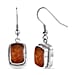 Fire Opal Matrix Solitaire Lever Back Earring with J Hook in White Tone 10.00 Ct.