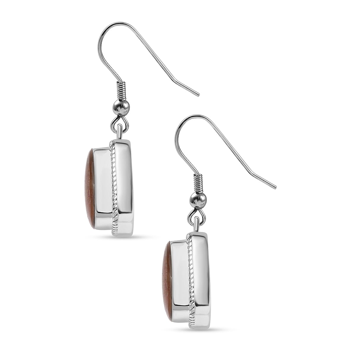 Fire Opal Matrix Solitaire Lever Back Earring with J Hook in White Tone 10.00 Ct.